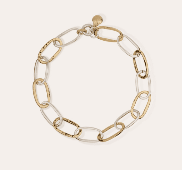 COLLIER MAILLE OVALE GM BICOLORE